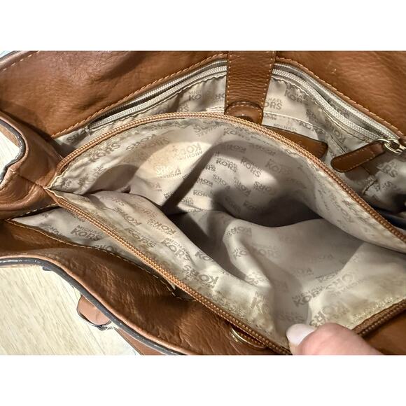 MICHAEL Michael Kors Hamilton Leather Tote Cognac Gold Large Pebbled Leather - Picture 9 of 14
